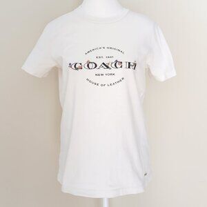 Coach Jax Floral Embroidered T-Shirt Ivory Size XS